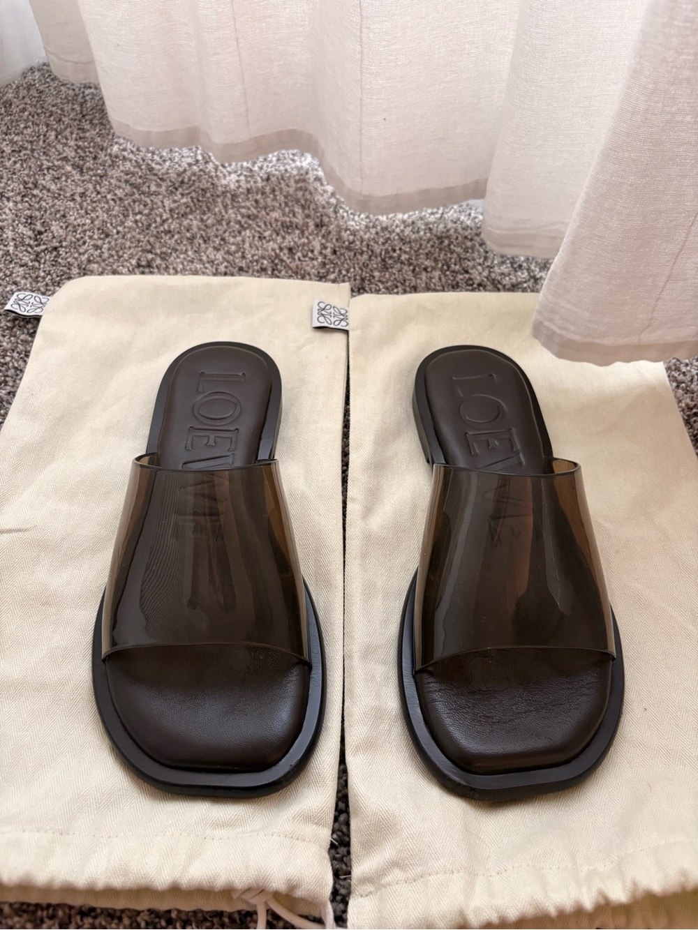 Loewe Dark Brown Translucent PVC Slide Sandals